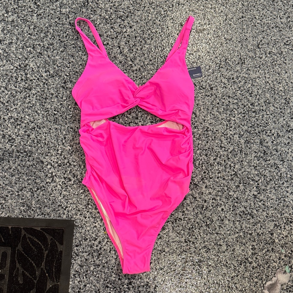 Vibrant Pink Cutout Swimsuit